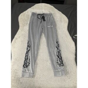 New Supply & Demand‎ Mens Gray Acid Flame Jogger Y2K Sweatpants Size Medium